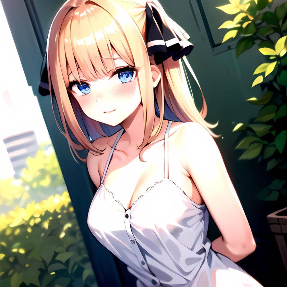 1girl Blonde Hair Blue Eyes Blush Breasts Go Toubun No Hanayome Miku Day Nakano Miku Arms Behind Back, 2353981442 - AIHentai - #main