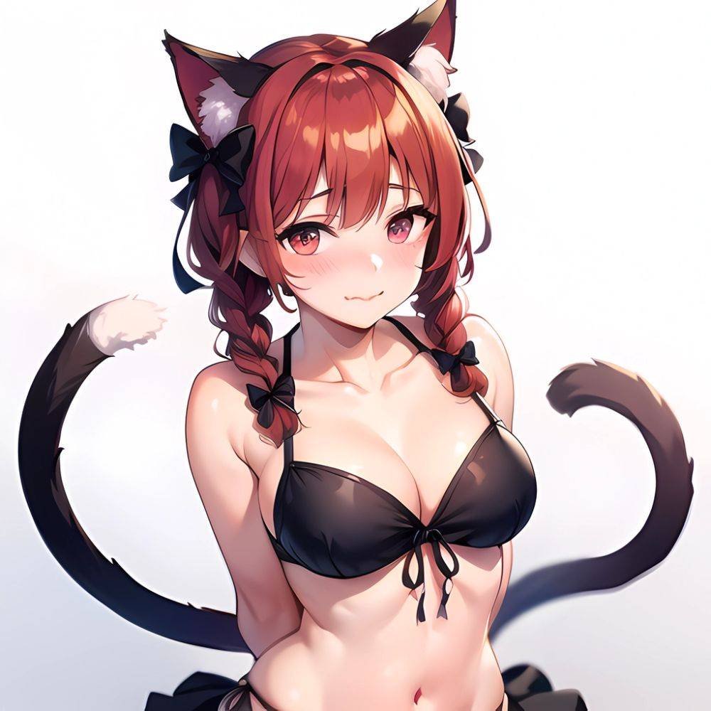 1girl Alternate Costume Animal Ear Fluff Animal Ears Arms Behind Back Bare Shoulders Black Bow Black Ribbon Blush Bow Braid, 1322461724 - AIHentai - #main