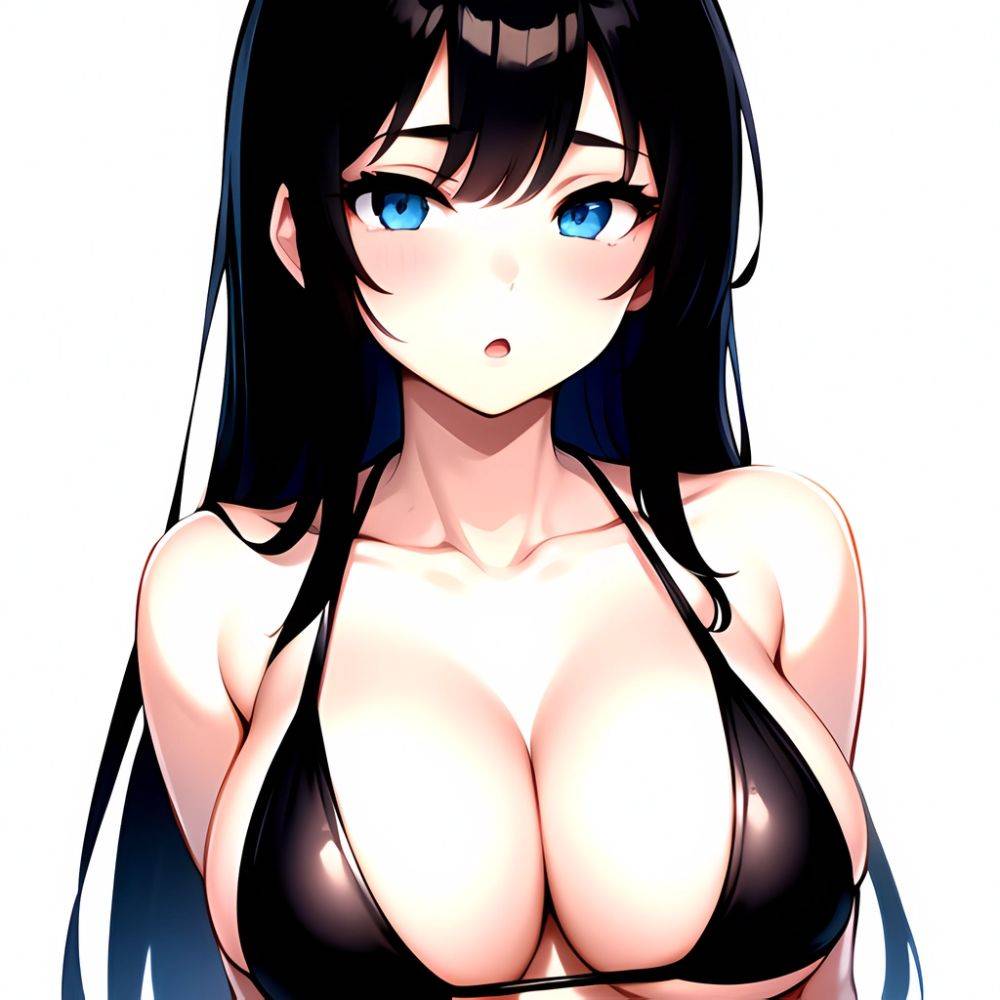 1girl O Absurdres Bikini Black Bikini Black Hair Blue Eyes Breasts Cleavage Collarbone Commentary Request Highres Large Breasts, 3887869965 - AIHentai - #main