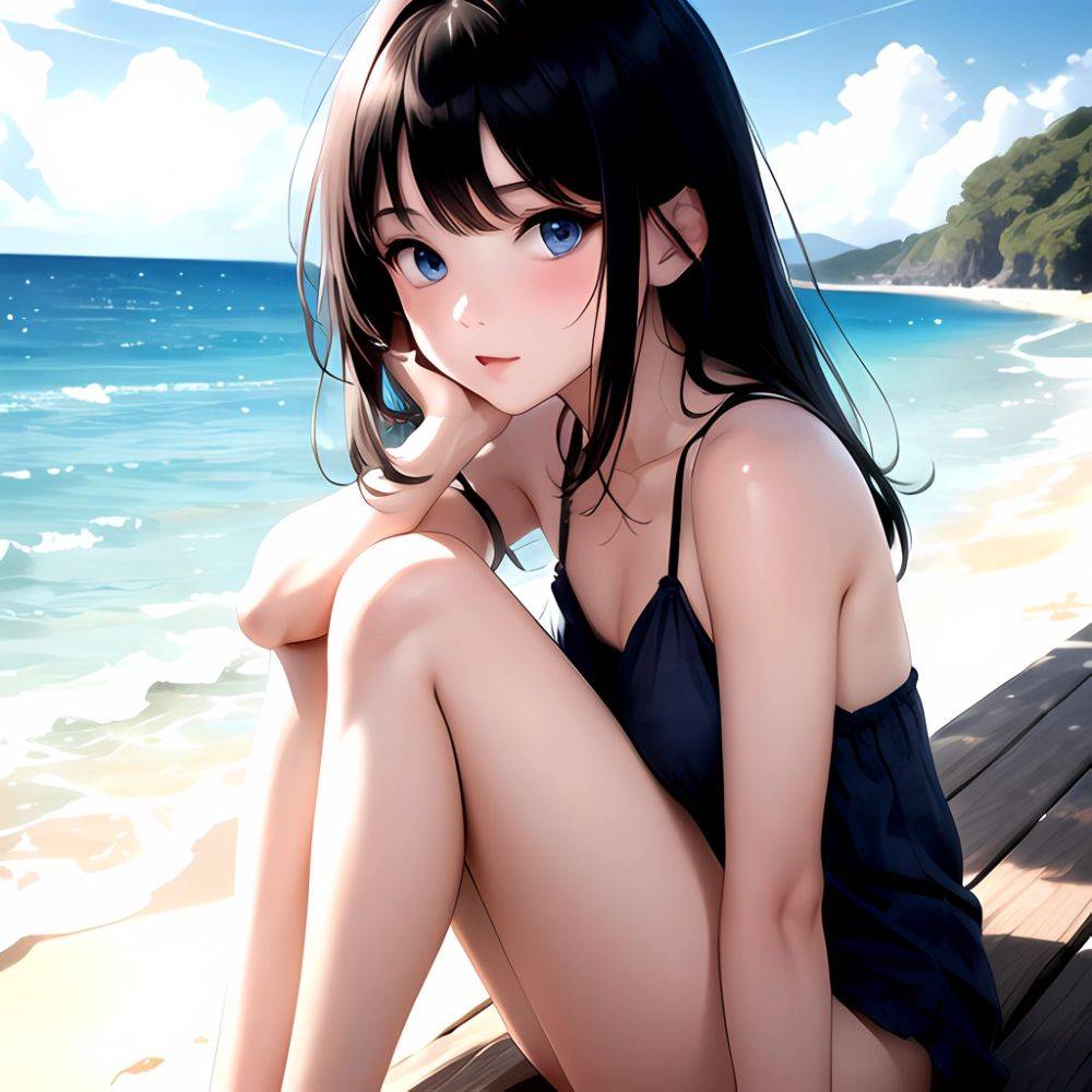 1girl Solo Beach Blue Eyes, 3983948160 - AIHentai - #main