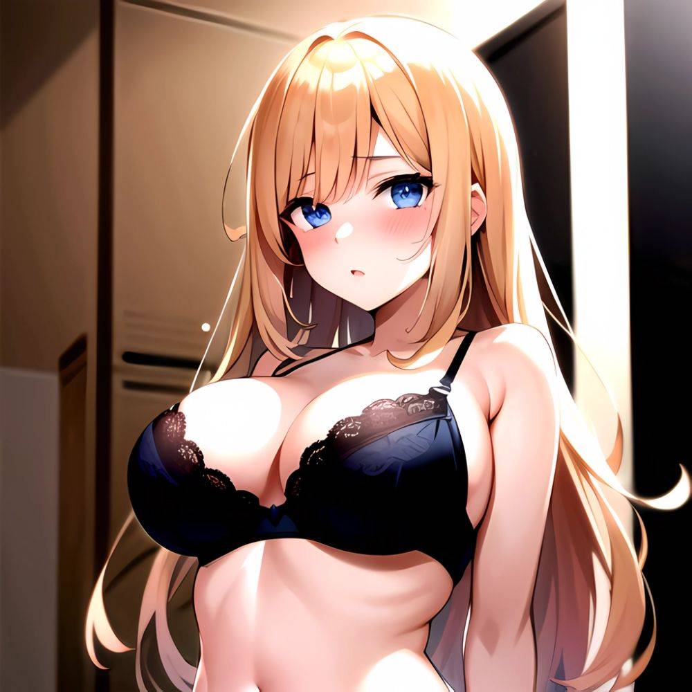 1girl Blonde Hair Blue Eyes Black Bra Blush Breasts Go Toubun No Hanayome Miku Day Nakano Miku Arms Behind Back, 2772688110 - AIHentai - #main