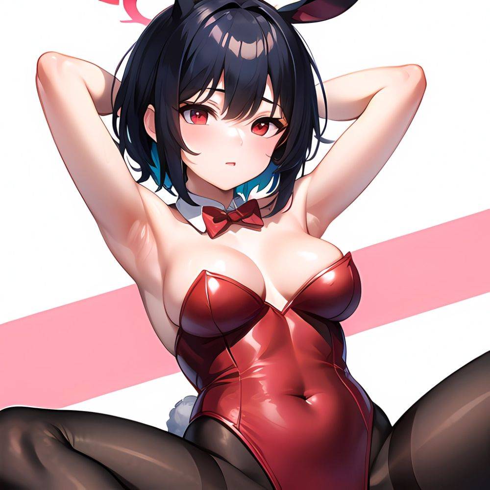 1girl Solo Animal Ears Armpits Black Hair Black Pantyhose Blue Archive Bow Bowtie Cat Ears Colored Inner Hair Coma Light825, 2666415566 - AIHentai - #main