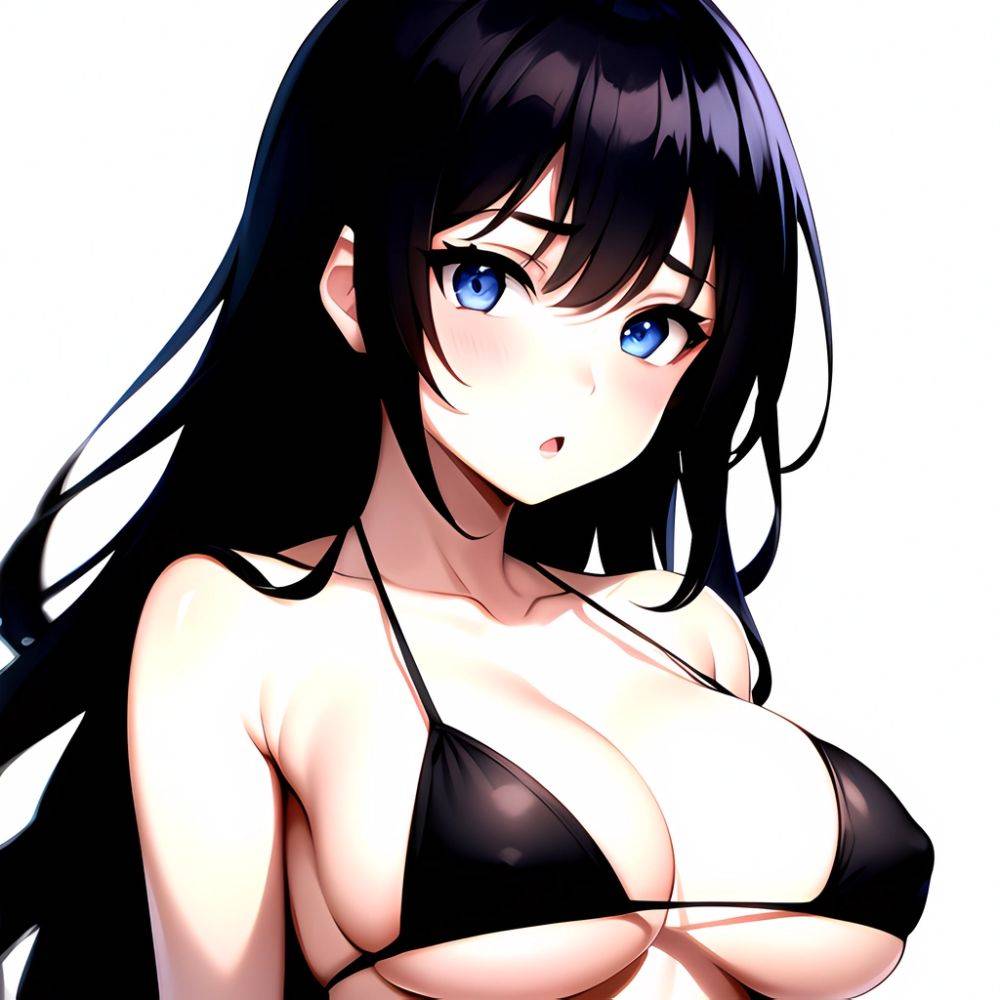 1girl O Absurdres Bikini Black Bikini Black Hair Blue Eyes Breasts Cleavage Collarbone Commentary Request Highres Large Breasts, 944346410 - AIHentai - #main