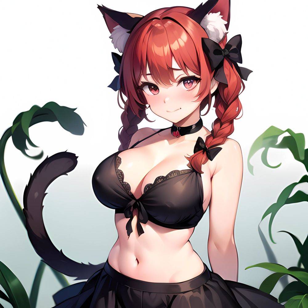 1girl Alternate Costume Animal Ear Fluff Animal Ears Arms Behind Back Bare Shoulders Black Bow Black Ribbon Blush Bow Braid, 1230197625 - AIHentai - #main