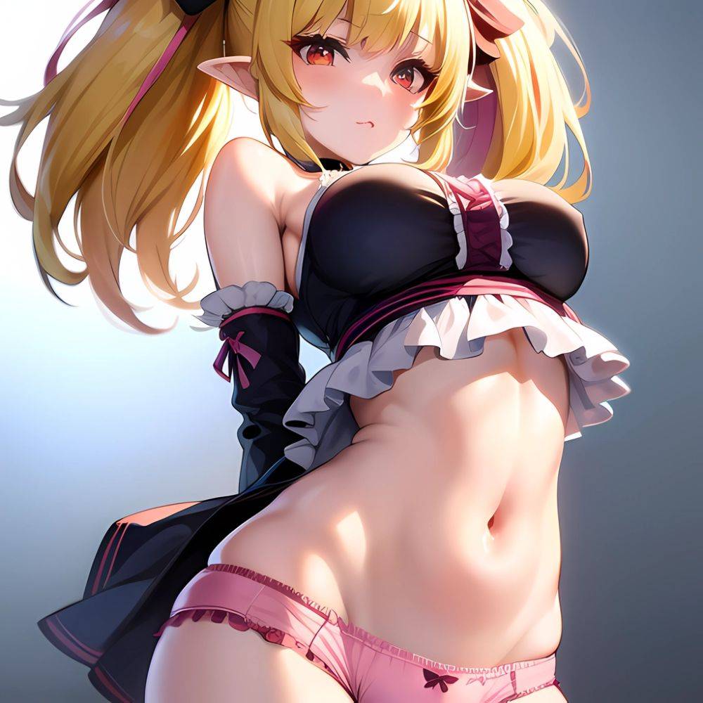 1girl Blonde Hair Frilled Panties Frills Highres Hip Bones Looking At Viewer Makaino Ririmu Multicolored Hair Navel Nijisanji No, 1363430207 - AIHentai - #main