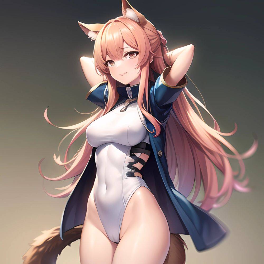 1girl Absurdres Animal Ear Fluff Animal Ears Arknights Arms Behind Head Chest Armor Covered Navel Gravel Arknights Highleg Highl, 989914388 - AIHentai - #main