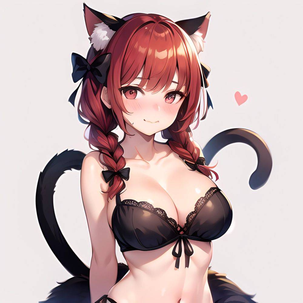 1girl Alternate Costume Animal Ear Fluff Animal Ears Arms Behind Back Bare Shoulders Black Bow Black Ribbon Blush Bow Braid, 3704793300 - AIHentai - #main