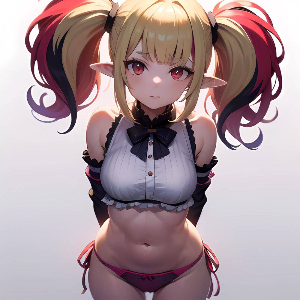 1girl Blonde Hair Frilled Panties Frills Highres Hip Bones Looking At Viewer Makaino Ririmu Multicolored Hair Navel Nijisanji No, 387451566 - AIHentai - #main