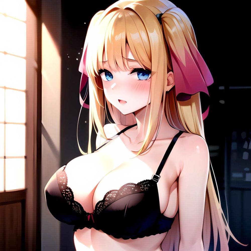 1girl Blonde Hair Blue Eyes Black Bra Blush Breasts Go Toubun No Hanayome Miku Day Nakano Miku Arms Behind Back, 2833783126 - AIHentai - #main