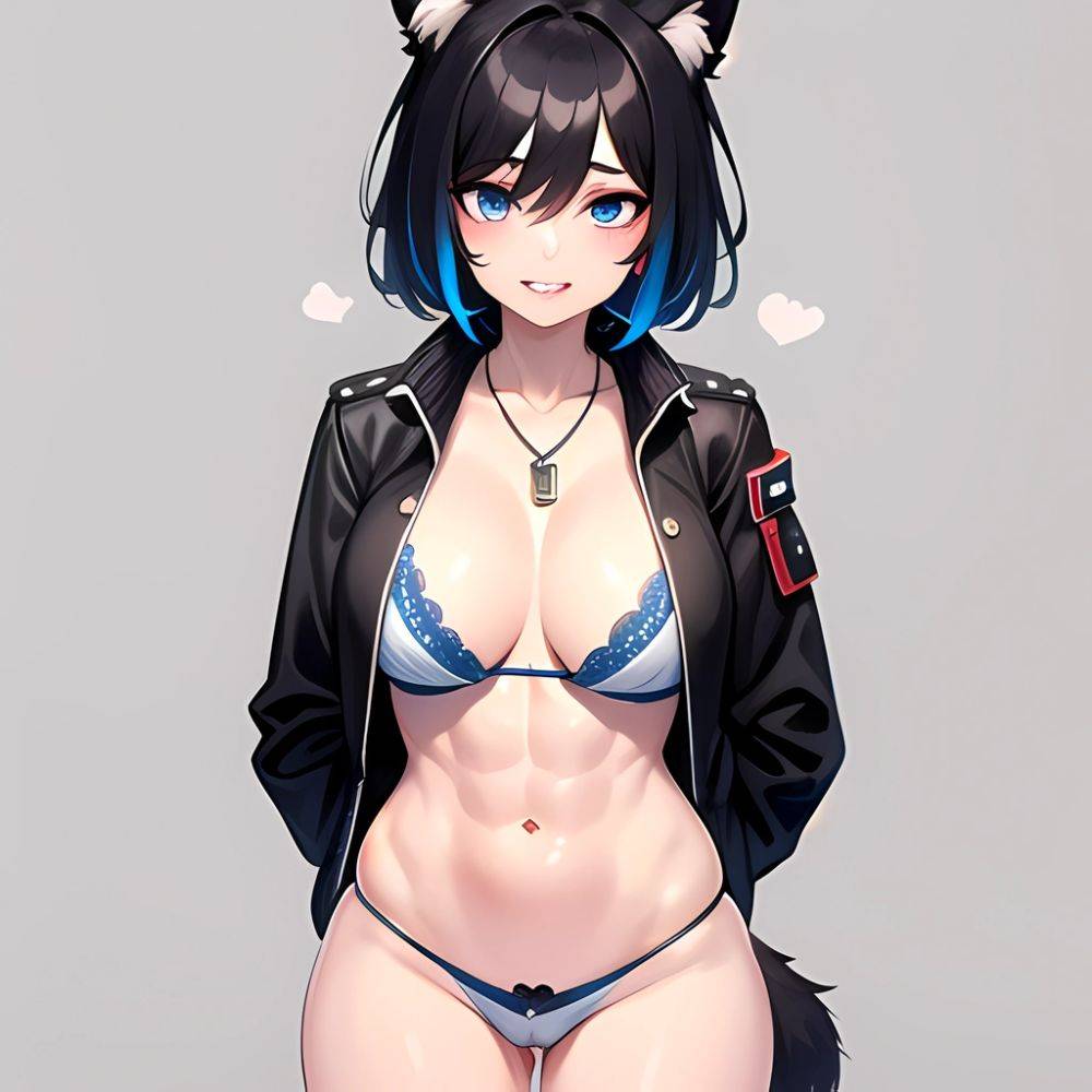 Solo 1girl Abs Animal Ears Aria Crystalplanet00 Bbc Chan Biting Black Hair Black Sclera Blue Eyes Breasts Colored Sclera Cropped, 1453734455 - AIHentai - #main