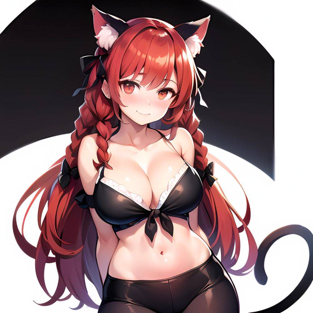 1girl Alternate Costume Animal Ear Fluff Animal Ears Arms Behind Back Bare Shoulders Black Bow Black Ribbon Blush Bow Braid, 3492220195 - AIHentai - #main
