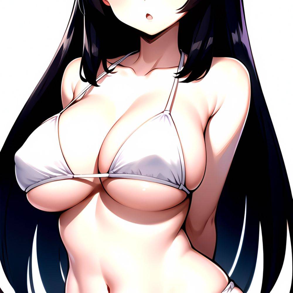 1girl O Absurdres Bikini White Bikini Black Hair Blue Eyes Breasts Cleavage Collarbone Commentary Request Highres Large Breasts, 4102861268 - AIHentai - #main