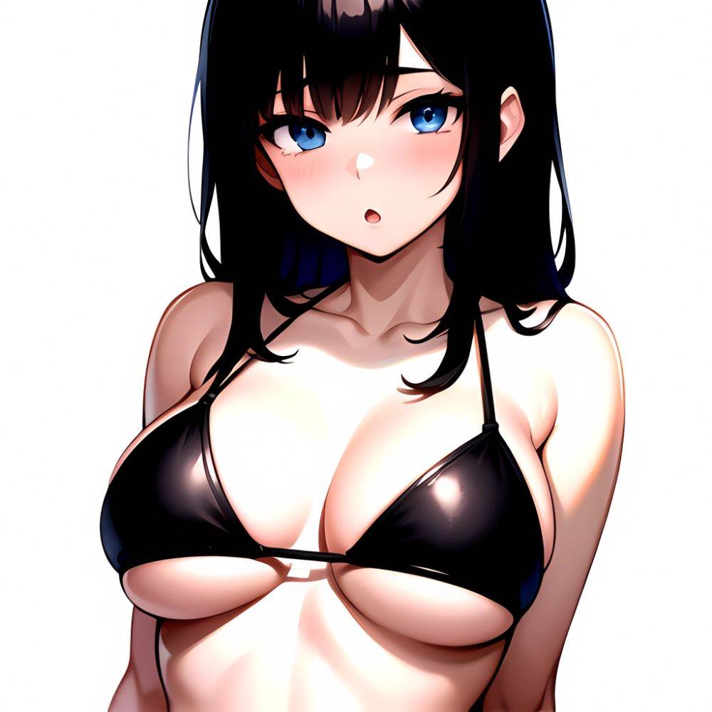 1girl O Absurdres Bikini Black Bikini Black Hair Blue Eyes Breasts Cleavage Collarbone Commentary Request Highres Large Breasts, 3915307013 - AIHentai - #main