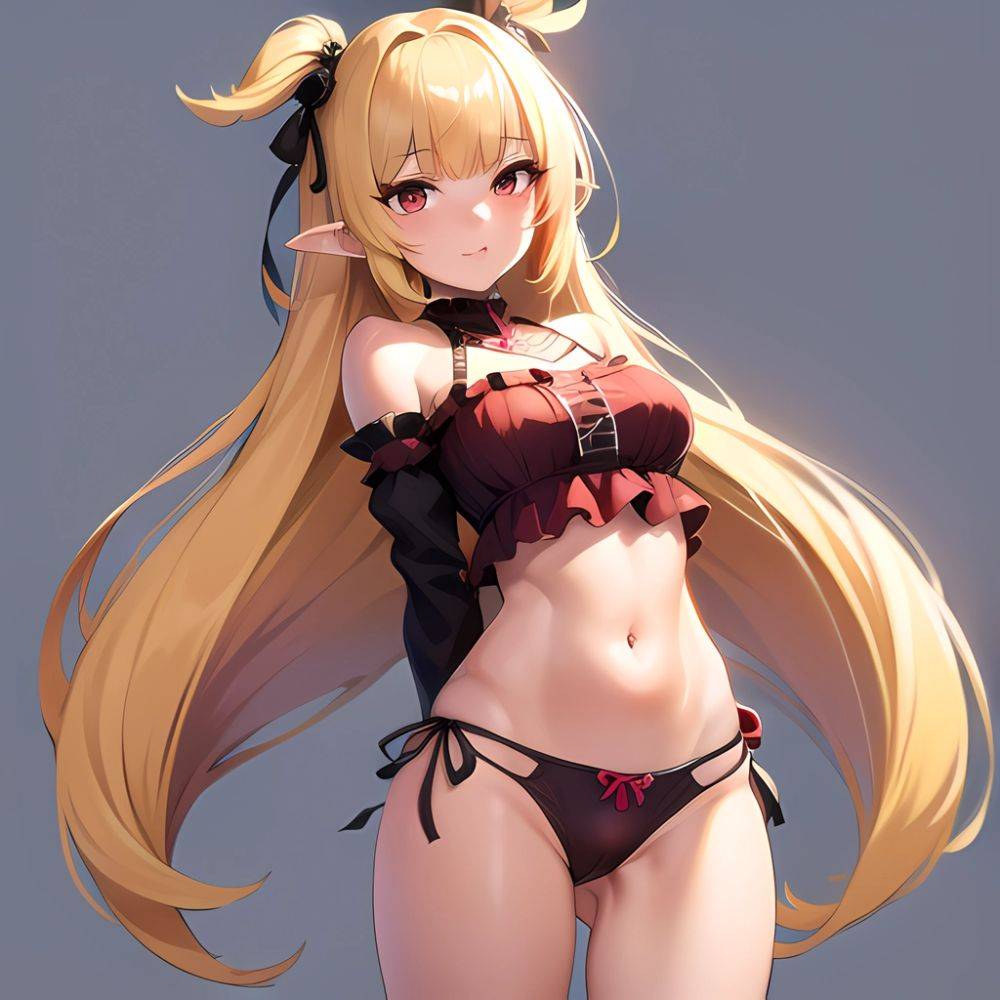 1girl Blonde Hair Frilled Panties Frills Highres Hip Bones Looking At Viewer Makaino Ririmu Multicolored Hair Navel Nijisanji No, 2948326150 - AIHentai - #main