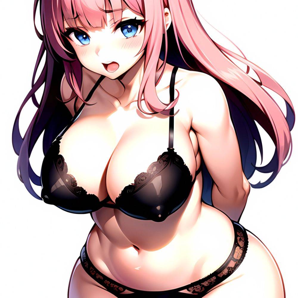 1girl Arms Behind Back Bare Shoulders Black Panties Blue Eyes Blunt Bangs Blush Breasts Collarbone Gigantic Breasts Lingerie Lon, 3678142854 - AIHentai - #main