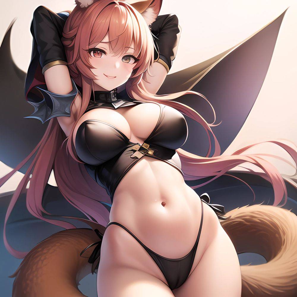 1girl Absurdres Animal Ear Fluff Animal Ears Arknights Arms Behind Head Chest Armor Covered Navel Gravel Arknights Highleg Highl, 1098081355 - AIHentai - #main