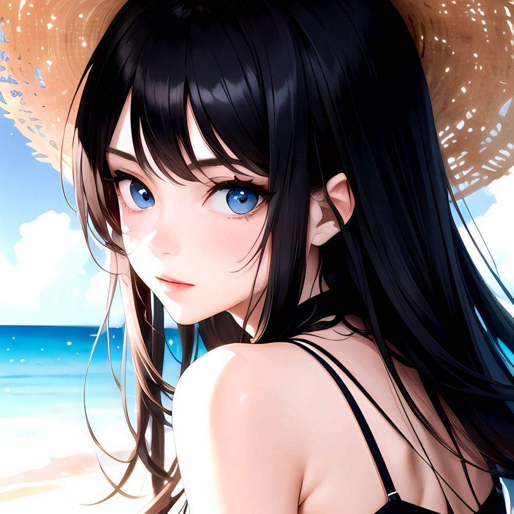 1girl Solo Beach Blue Eyes, 301893988 - AIHentai - #main