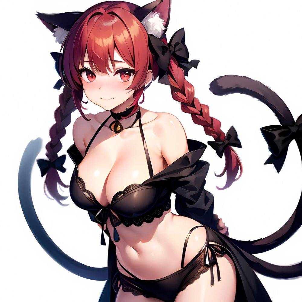 1girl Alternate Costume Animal Ear Fluff Animal Ears Arms Behind Back Bare Shoulders Black Bow Black Ribbon Blush Bow Braid, 441855376 - AIHentai - #main