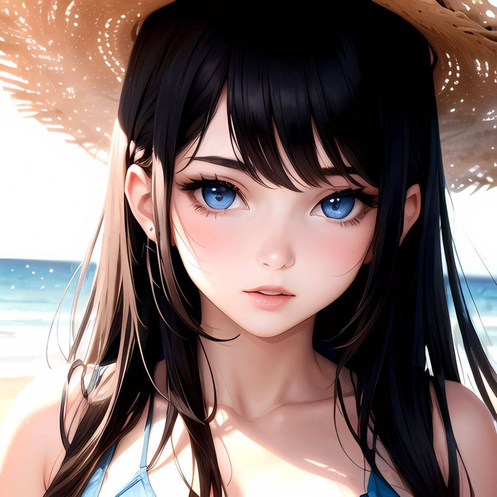 1girl Solo Beach Blue Eyes, 3058015222 - AIHentai - #main