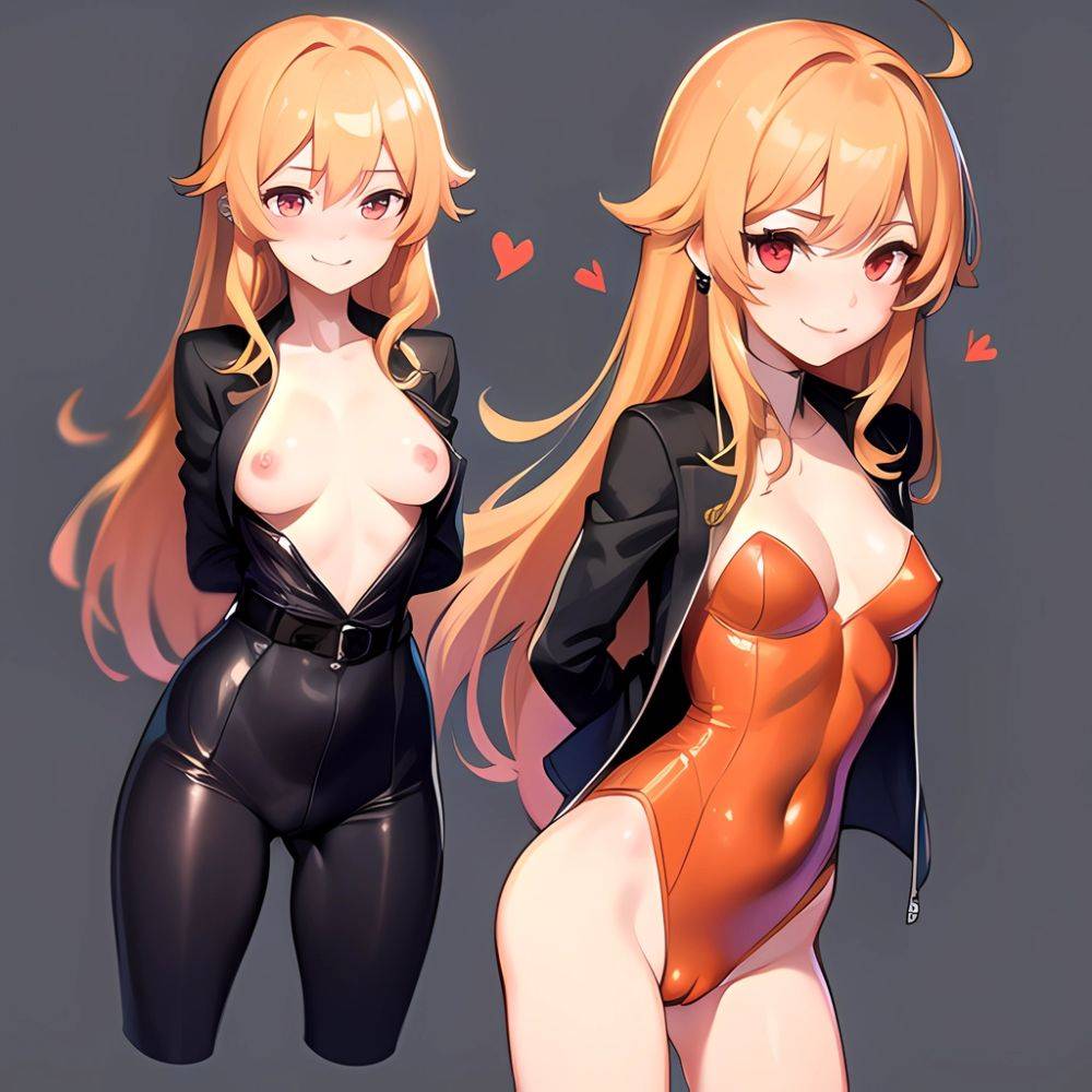 1girl Mature Belt Blush Breasts Cameltoe Gem Heart Highres Hyper Blossom Jacket Jewelry Leotard Long Hair Magical Girl Orange Ha, 1473517612 - AIHentai - #main