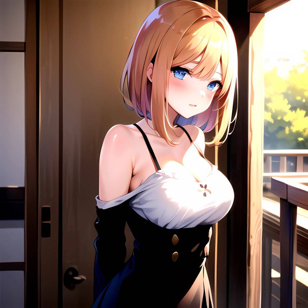 1girl Blonde Hair Blue Eyes Blush Breasts Go Toubun No Hanayome Miku Day Nakano Miku Arms Behind Back, 596343743 - AIHentai - #main