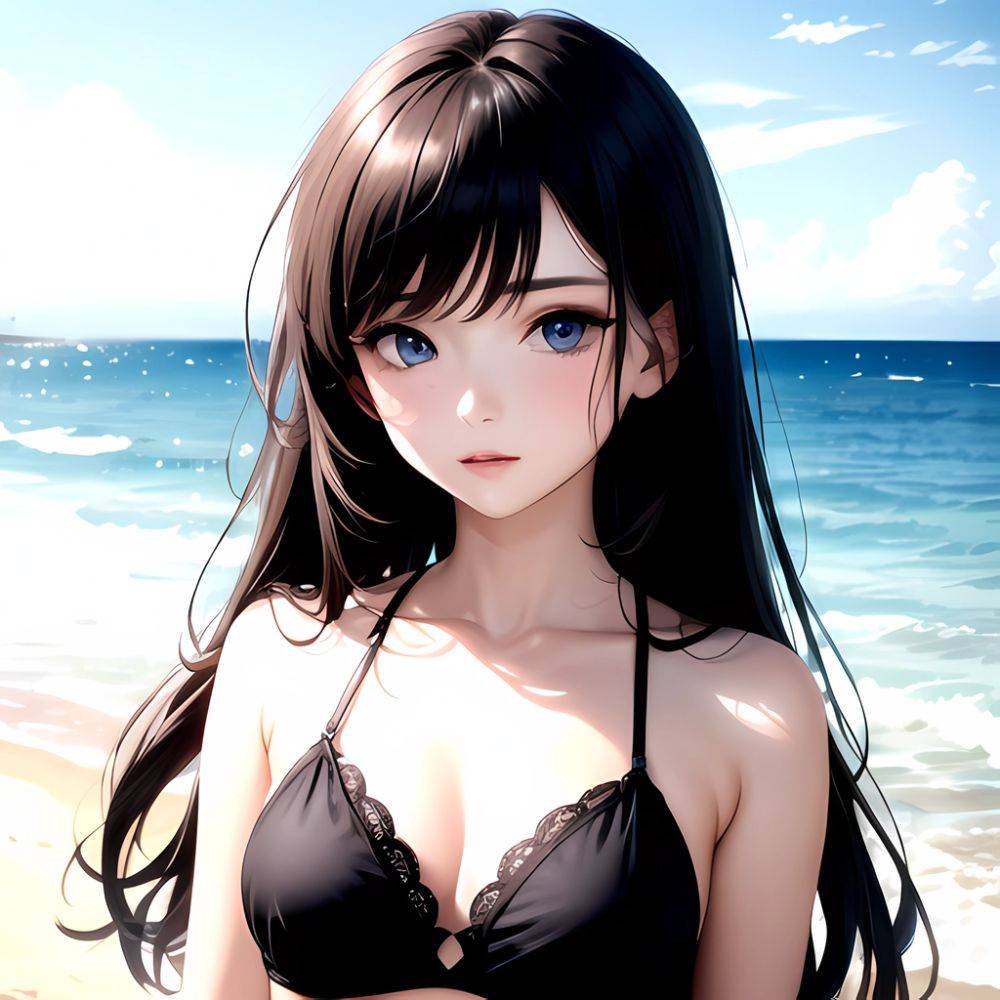 1girl Solo Beach Blue Eyes, 3732750513 - AIHentai - #main