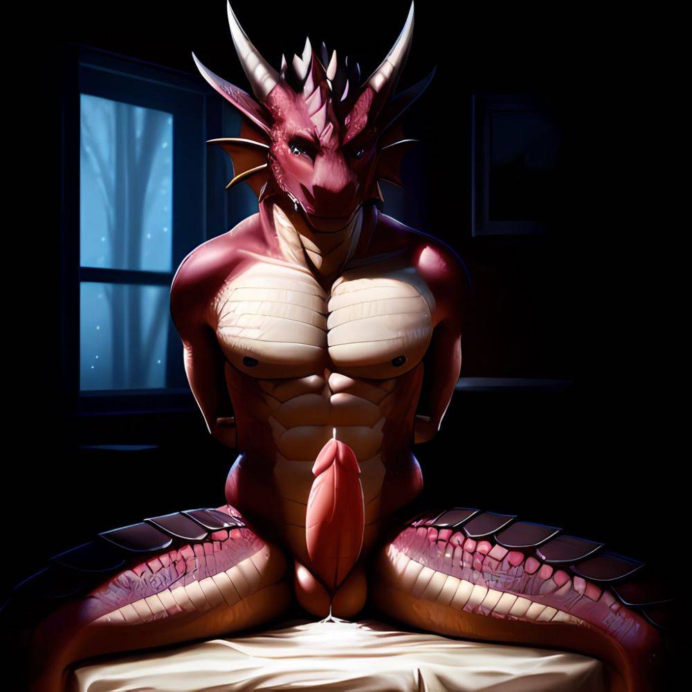 Anthro Dragon Male Solo Abs Cum Dripping Muscular Dragon Penis Genital Slit Furry Sitting Realistic Scales Detailed Scales Textu, 1276210229 - AIHentai - #main