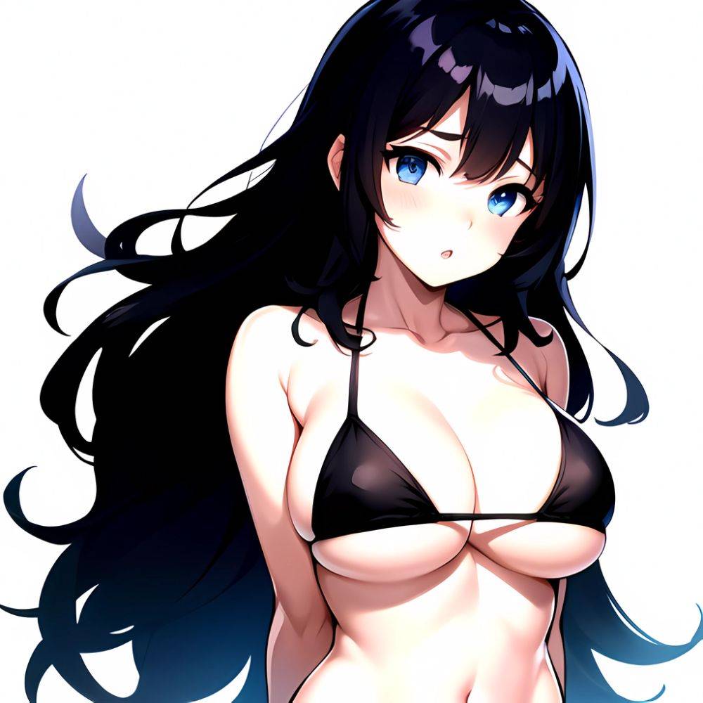 1girl O Absurdres Bikini Black Bikini Black Hair Blue Eyes Breasts Cleavage Collarbone Commentary Request Highres Large Breasts, 786840403 - AIHentai - #main