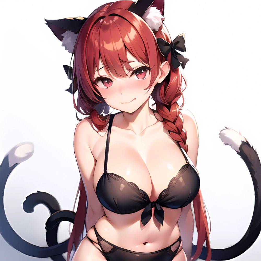 1girl Alternate Costume Animal Ear Fluff Animal Ears Arms Behind Back Bare Shoulders Black Bow Black Ribbon Blush Bow Braid, 598395734 - AIHentai - #main