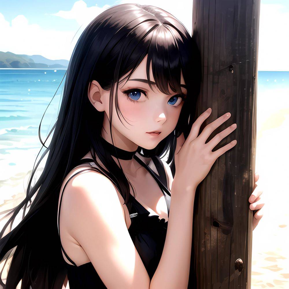 1girl Solo Beach Blue Eyes, 3369542445 - AIHentai - #main