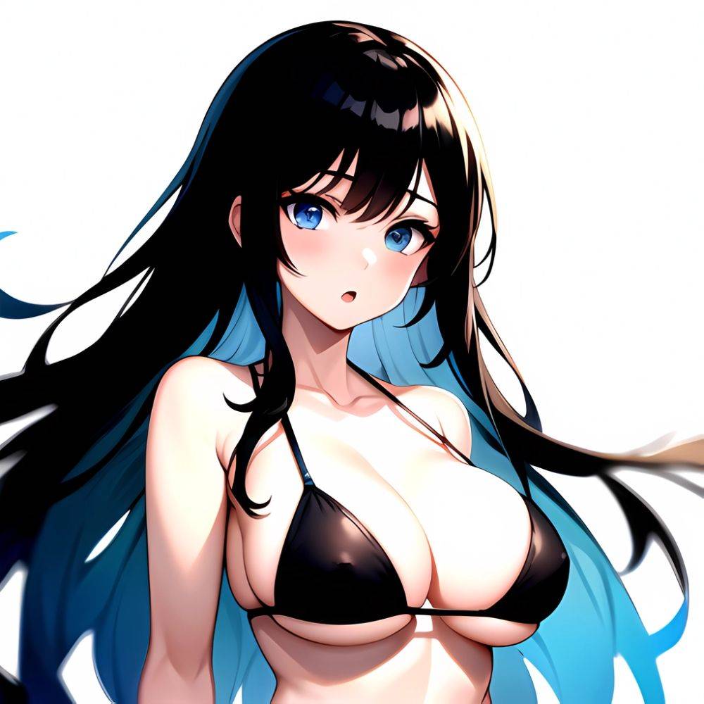 1girl O Absurdres Bikini Black Bikini Black Hair Blue Eyes Breasts Cleavage Collarbone Commentary Request Highres Large Breasts, 1442420938 - AIHentai - #main