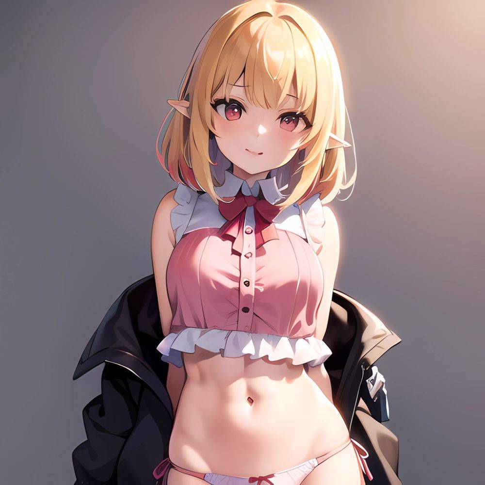 1girl Blonde Hair Frilled Panties Frills Highres Hip Bones Looking At Viewer Makaino Ririmu Multicolored Hair Navel Nijisanji No, 1535898480 - AIHentai - #main