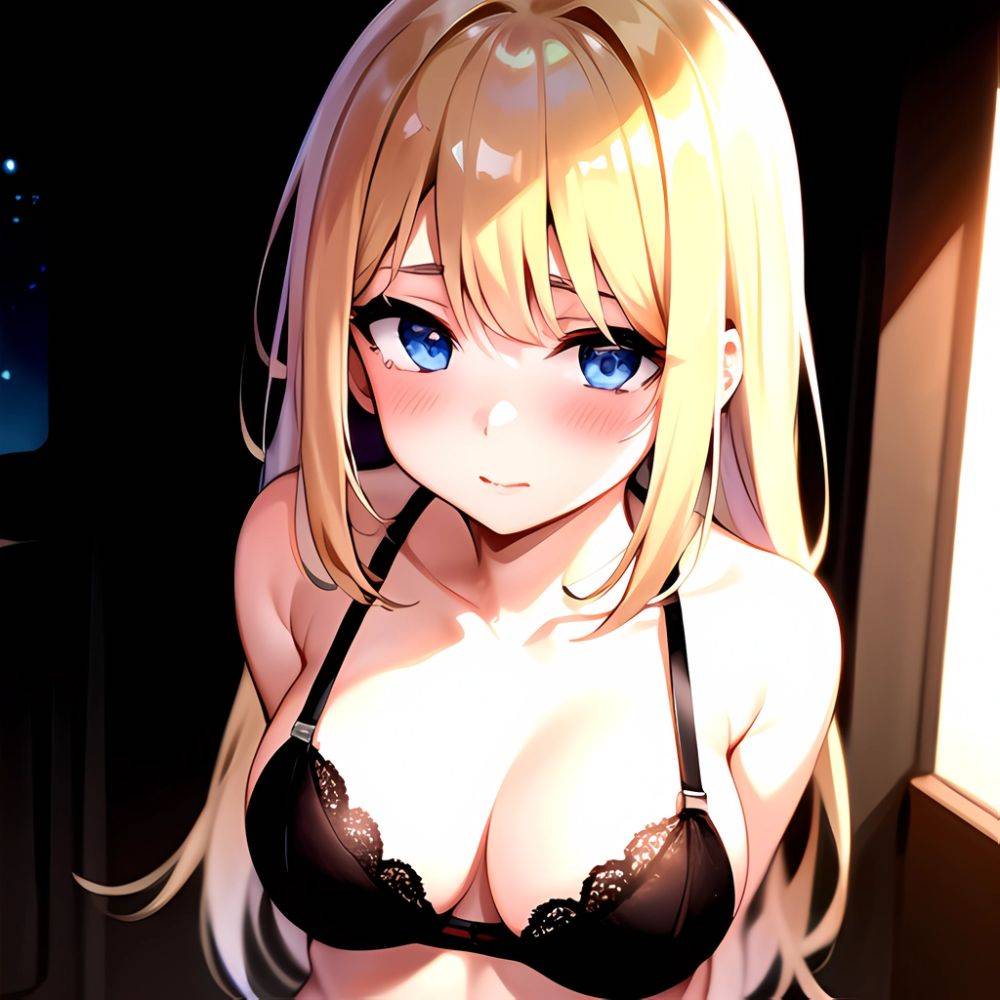 1girl Blonde Hair Blue Eyes Black Bra Blush Breasts Go Toubun No Hanayome Miku Day Nakano Miku Arms Behind Back, 86948817 - AIHentai - #main