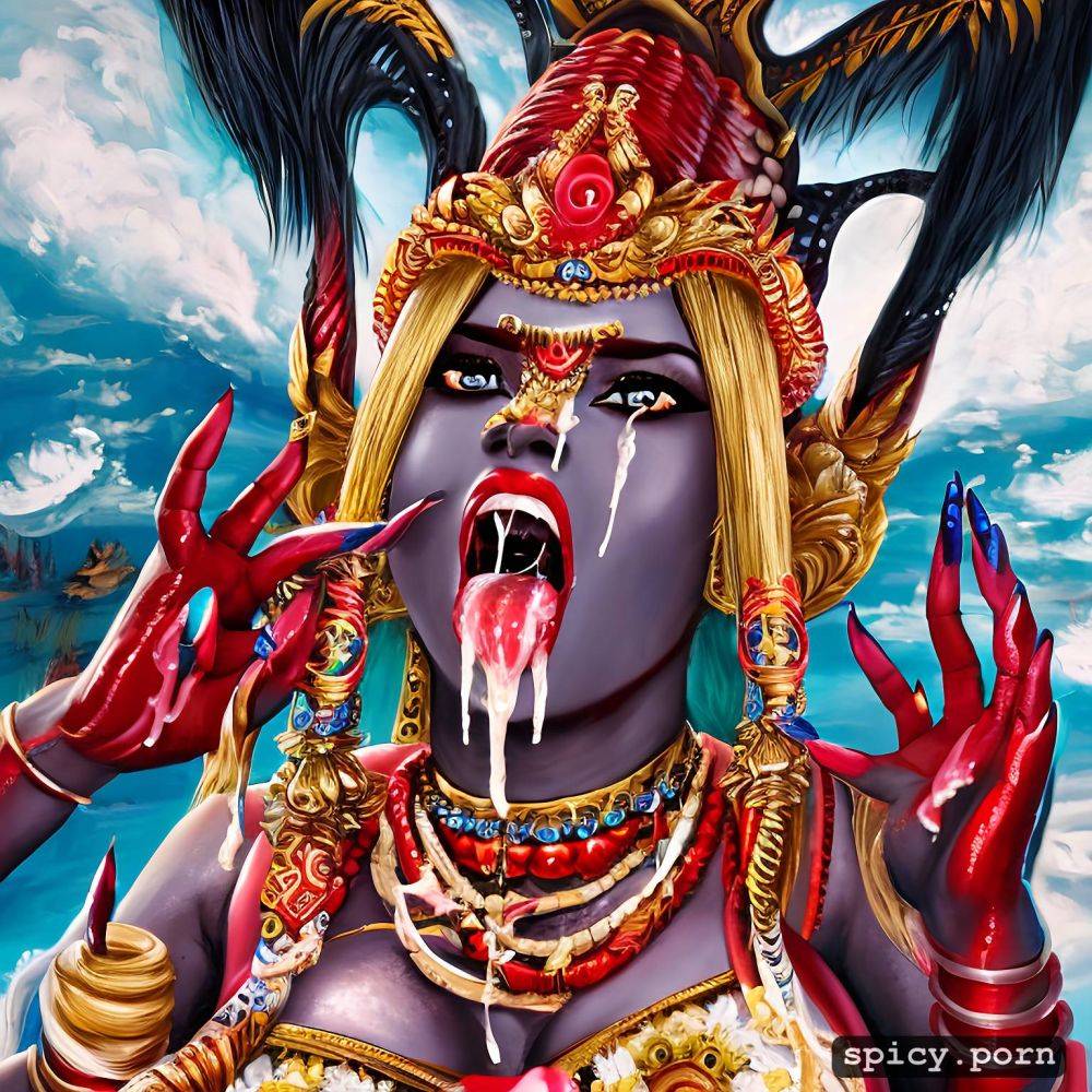 beautiful hindu goddes devi kali, cum on tongue, horny face - #main