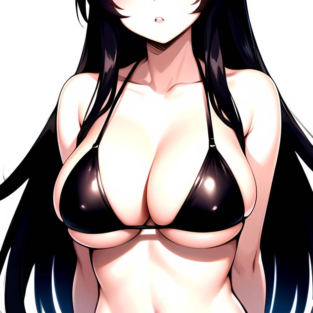 1girl O Absurdres Bikini Black Bikini Black Hair Blue Eyes Breasts Cleavage Collarbone Commentary Request Highres Large Breasts, 391331468 - AIHentai - #main