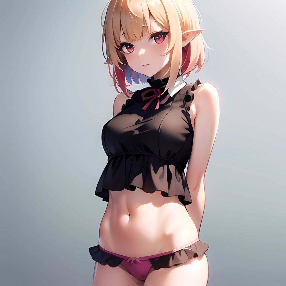 1girl Blonde Hair Frilled Panties Frills Highres Hip Bones Looking At Viewer Makaino Ririmu Multicolored Hair Navel Nijisanji No, 1374443438 - AIHentai - #main