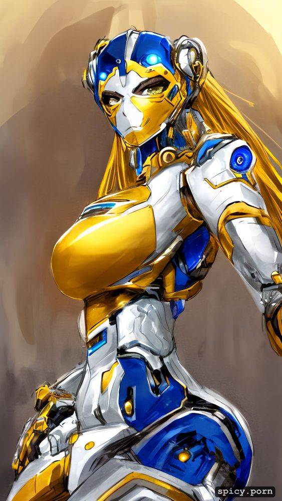 strong warrior robot, vibrant, intricate, precise lineart, female - #main