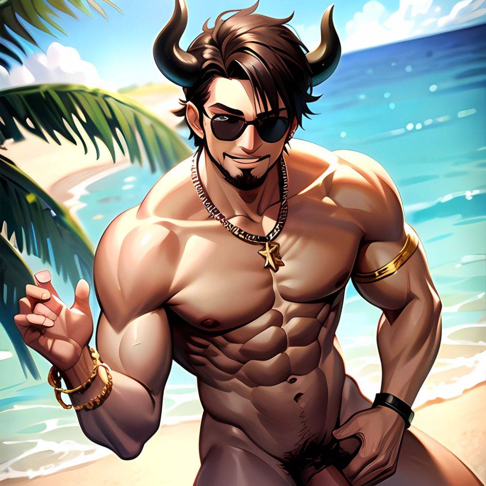 Naked Penis Dick Abs Atlas Vos Bara Beach Bracelet Brown Eyes Brown Hair Bulge Collarbone Commission Cow Horns Solo 1guy, 1138139315 - AIHentai - #main