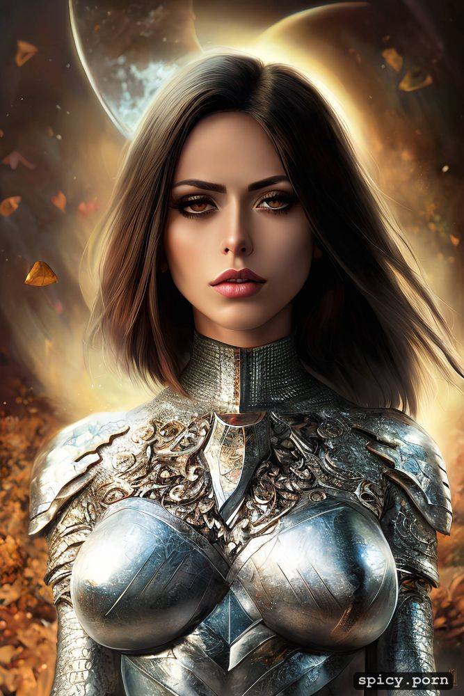 symmetrical shoulders, alita, casual black clothing, multi colored crystals embedded in rock - #main