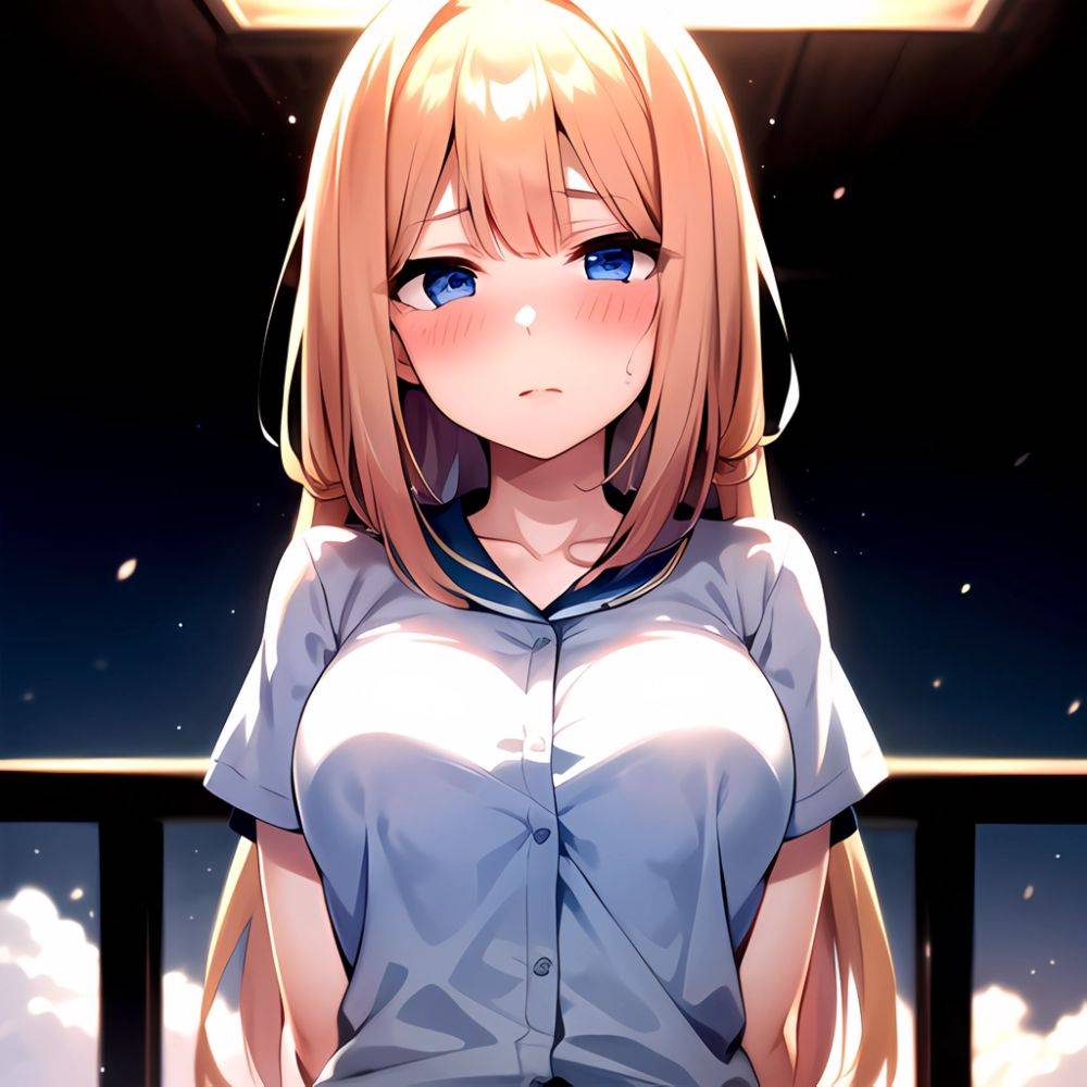 1girl Blonde Hair Blue Eyes Blush Breasts Go Toubun No Hanayome Miku Day Nakano Miku Arms Behind Back, 3162328871 - AIHentai - #main