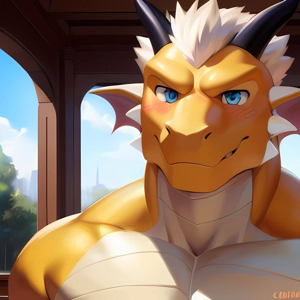 Male Anthro Muscle Kemono Dragon Penis 1 3 Yellow Body Furry Blush White Mane Horns Chunie Meesh Kiyosan Sigma X, 3328564522 - AIHentai - #main