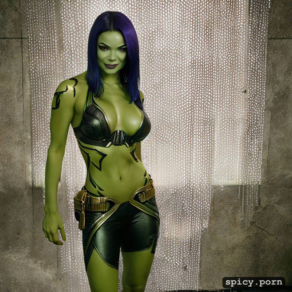 highly detailed glossy eyes, gamora, sci fi setting, cinematic lighting - #main