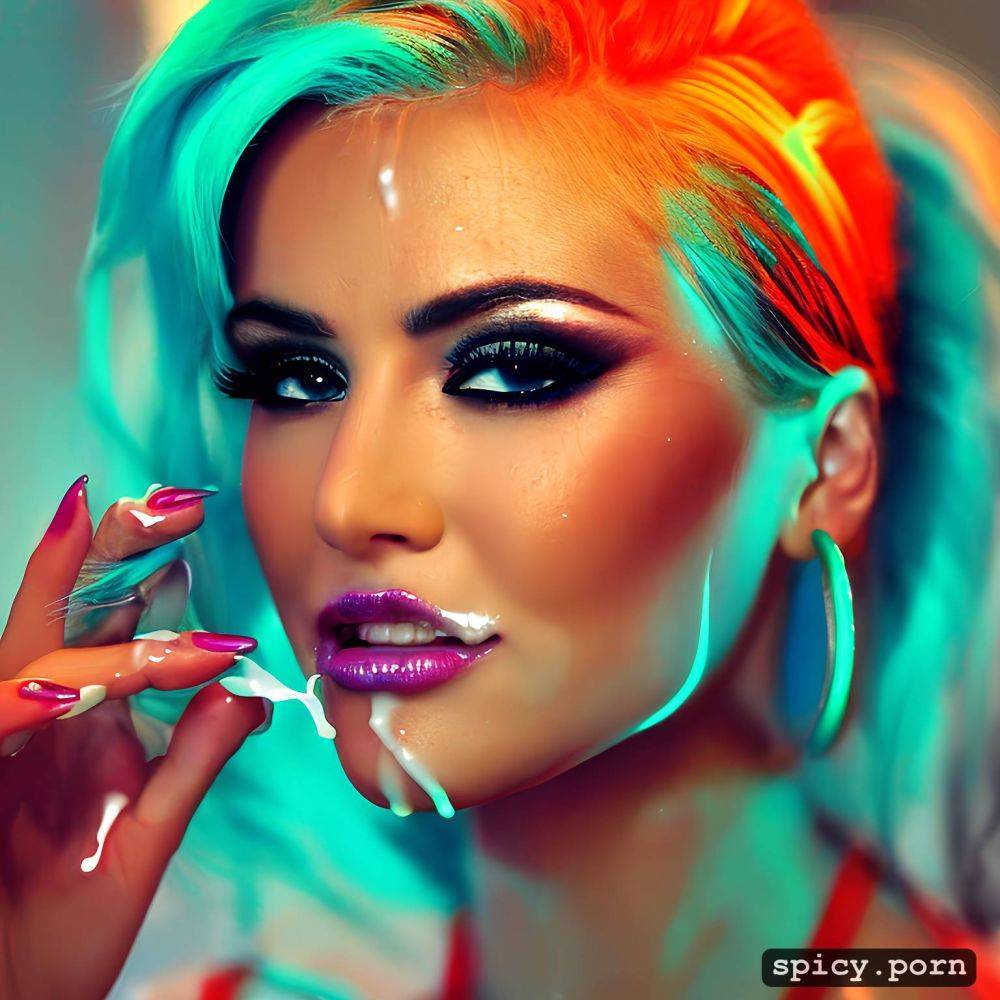 barbie has c cup boobs, neon lights, long hair, high makeup - #main