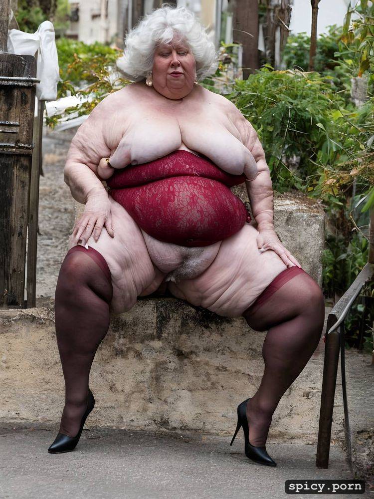 in the street, big belly, obese granny, ultra detailed, muscular - #main