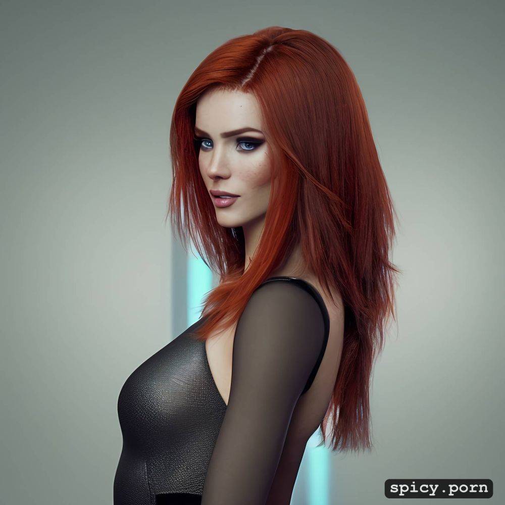 an extremely beautiful redhead scandinavian female humanoid with freckled cheeks - #main