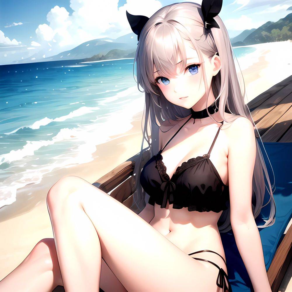 1girl Solo Beach Blue Eyes, 3674363092 - AIHentai - #main