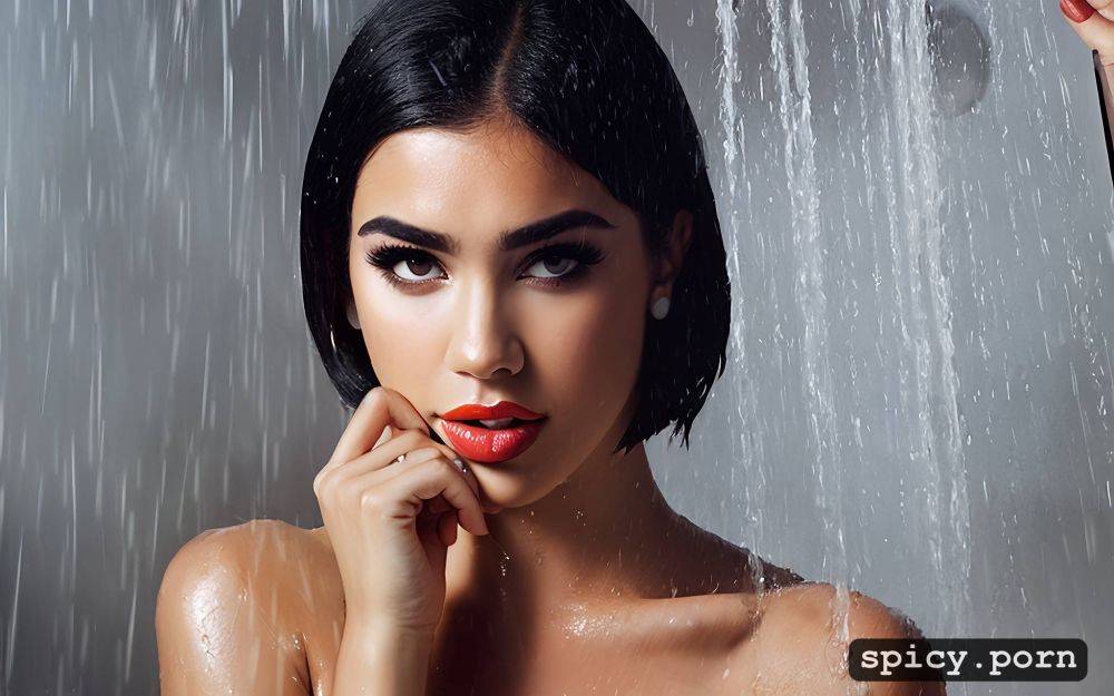 dua lipa, short straight black hair, shower, fit body, 18 years old - #main