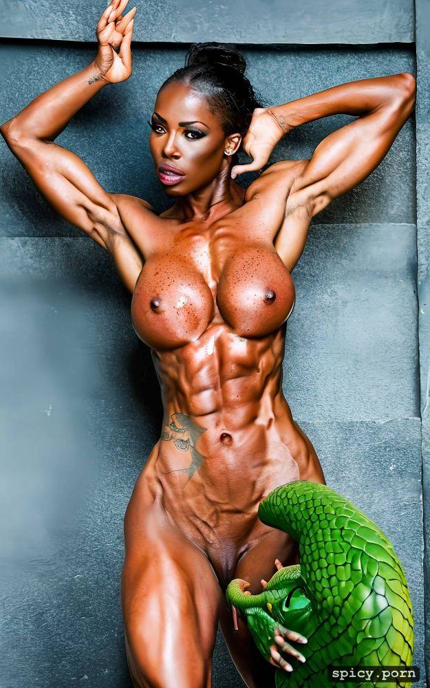 crush chain, 8k, nude muscular woman fight a dragon, strength effort - #main