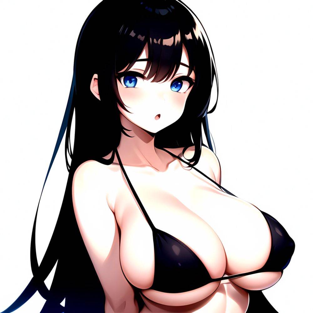 1girl O Absurdres Bikini Black Bikini Black Hair Blue Eyes Breasts Cleavage Collarbone Commentary Request Highres Large Breasts, 2945101115 - AIHentai - #main