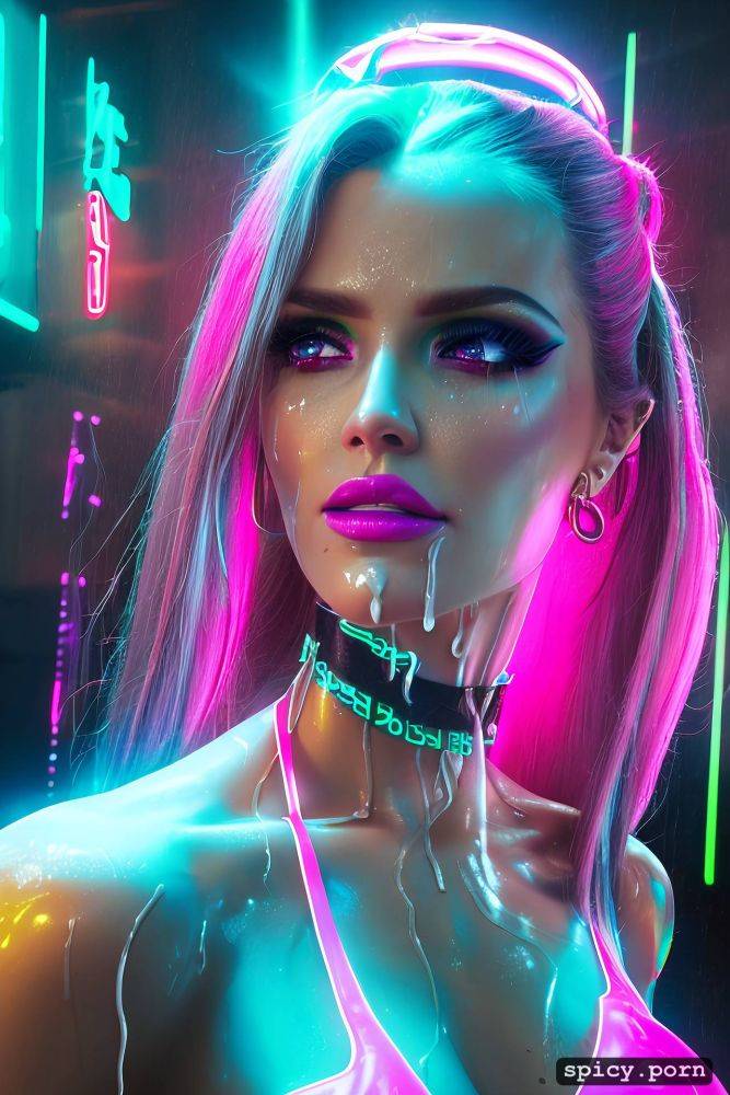 barbie has c cup boobs, neon lights, long hair, high makeup - #main